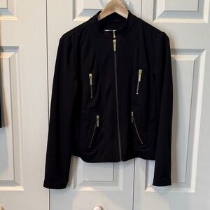 % Michael Kors Medium Black Jacket with Gold Zippers